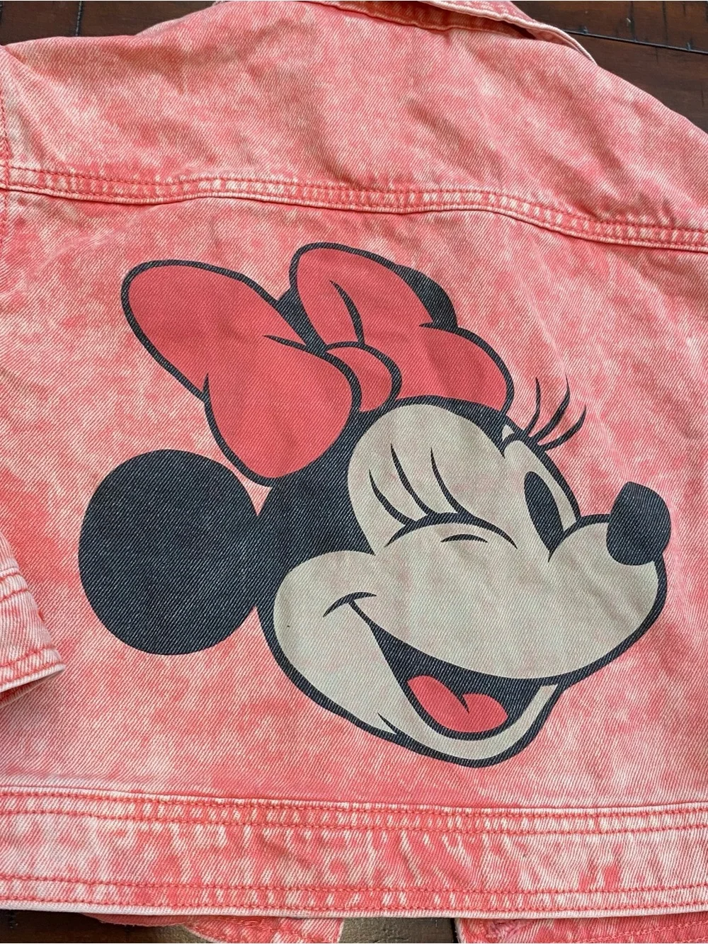 Disney Junior Sz 4T Minnie Mouse Pink Acid Wash Denim Jean Jacket